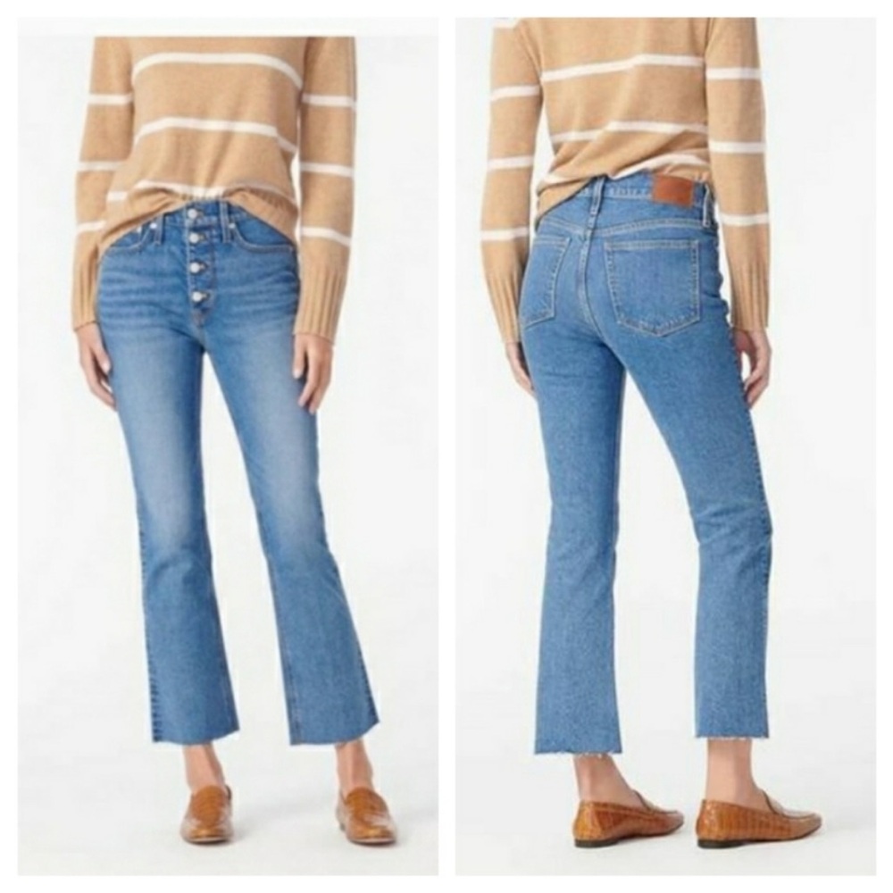 J. Crew 9" Billie Demi Boot Crop Jeans Exposed Button Fly